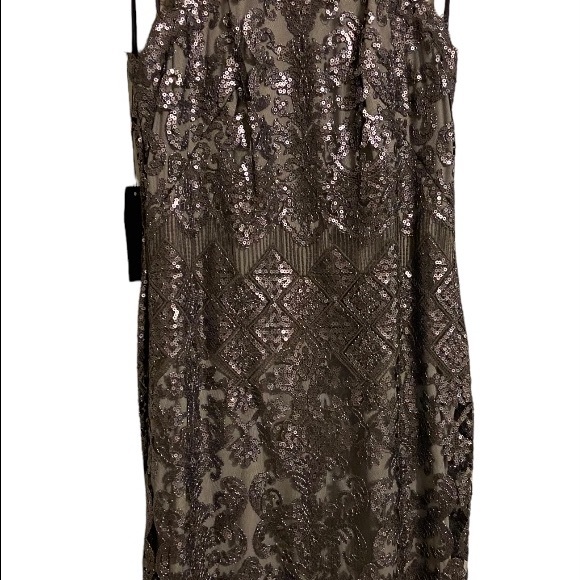 TADASHI SHOJI BERA SEQUIN EMBROIDERED DRESS Size 10 NWT Wedding Cocktail Silver - Picture 13 of 16